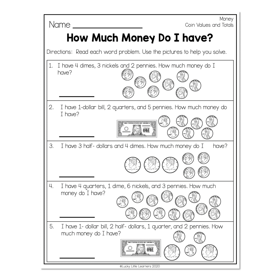 coin addition worksheets