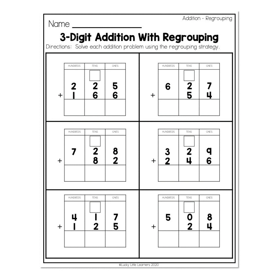 2nd Grade Math Worksheets Place Value Addition Regrouping 3 Digit Addition With Regrouping Lucky Little Learners 2nd Grade Math Worksheets Place Value Addition Regrouping 3 Digit Addition With Regrouping Lucky Little Learners