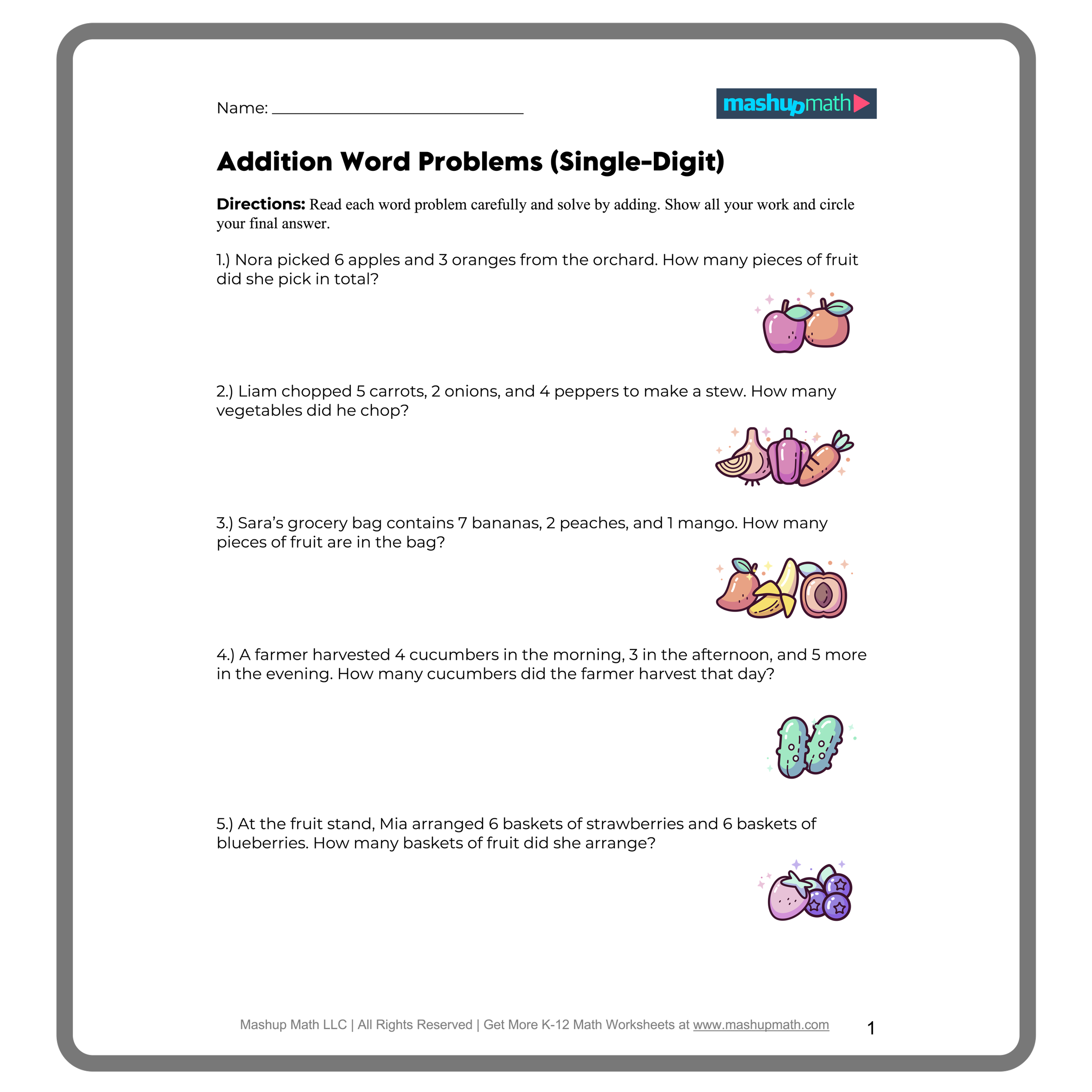 3rd Grade Word Problems Free PDF Worksheets Mashup Math