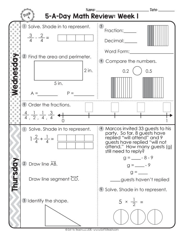 4th Grade Daily Math Spiral Review Teacher Thrive