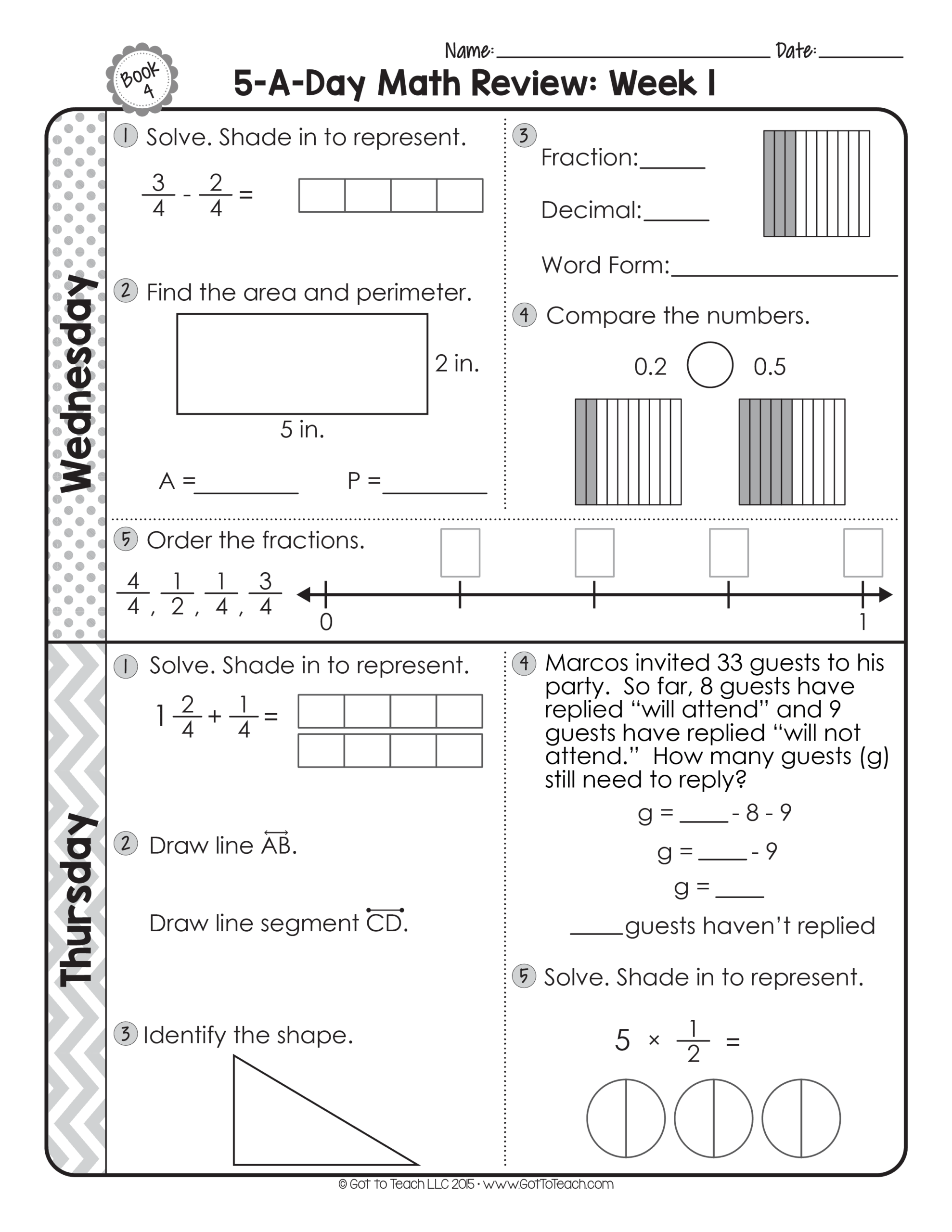 4th Grade Daily Math Spiral Review Teacher Thrive