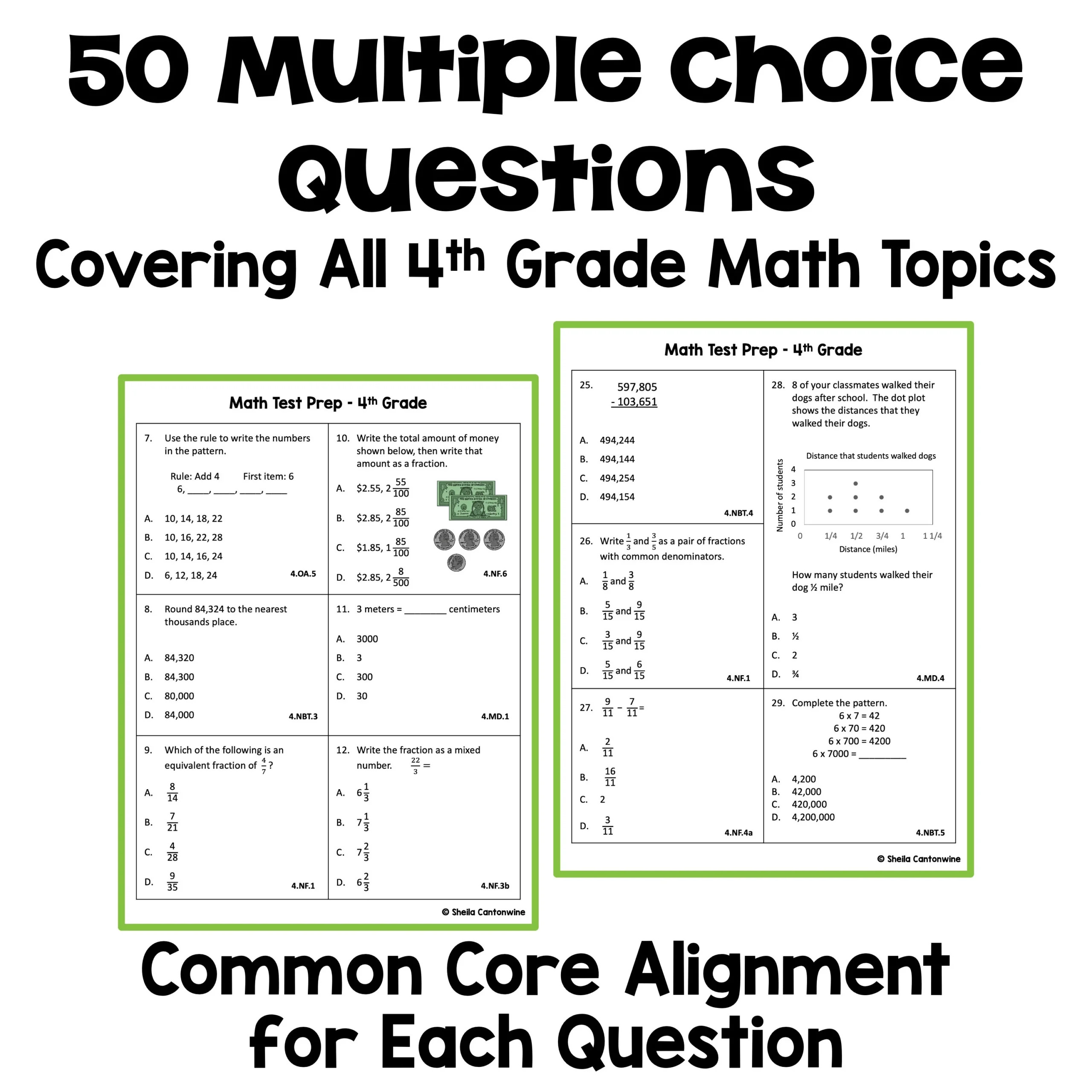 4th Grade Math Review Worksheets Test Prep Common Core Etsy Ireland