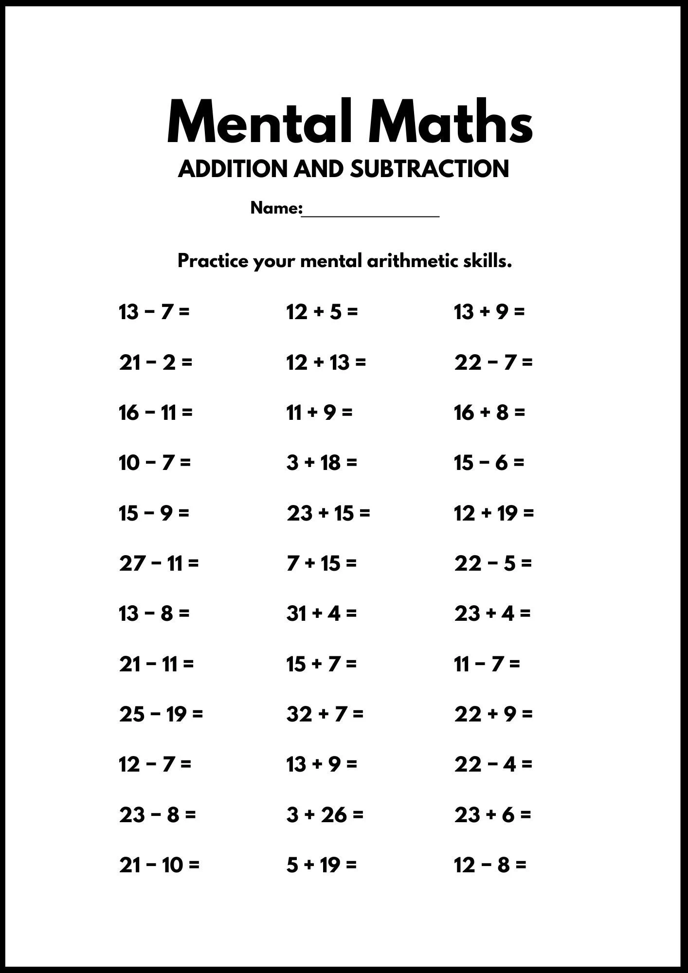 7 Printable Additition And Subtraction Worksheets Mental Maths Arithmetic 1st Grade 2nd Grade Math Addition Subtraction Worksheets Etsy 7 Printable Additition And Subtraction Worksheets Mental Maths Arithmetic 1st Grade 2nd Grade Math Addition Subtraction Worksheets Etsy