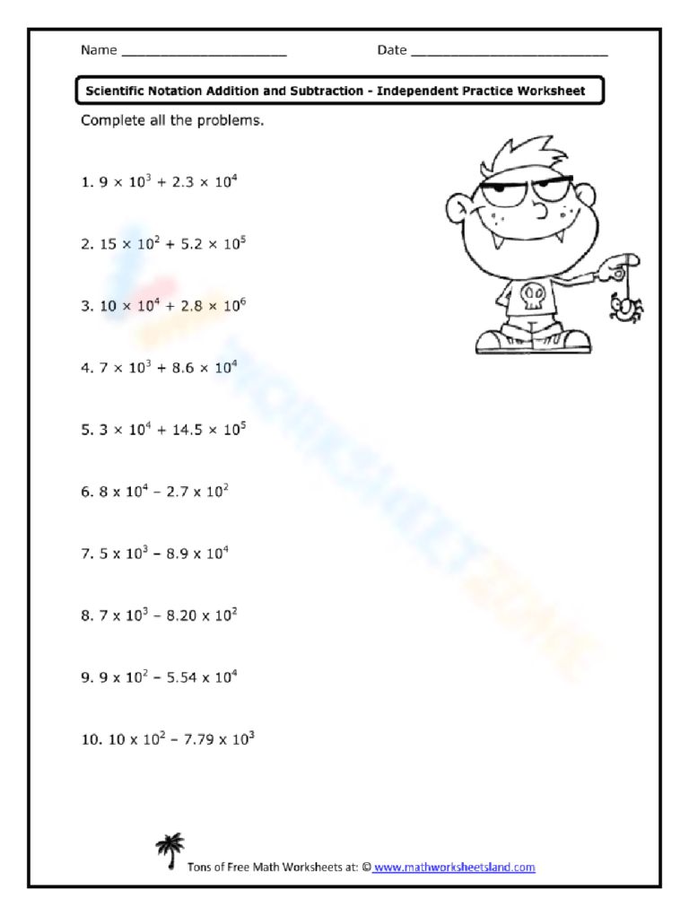 8th Grade Scientific Notation Practice Worksheetzone