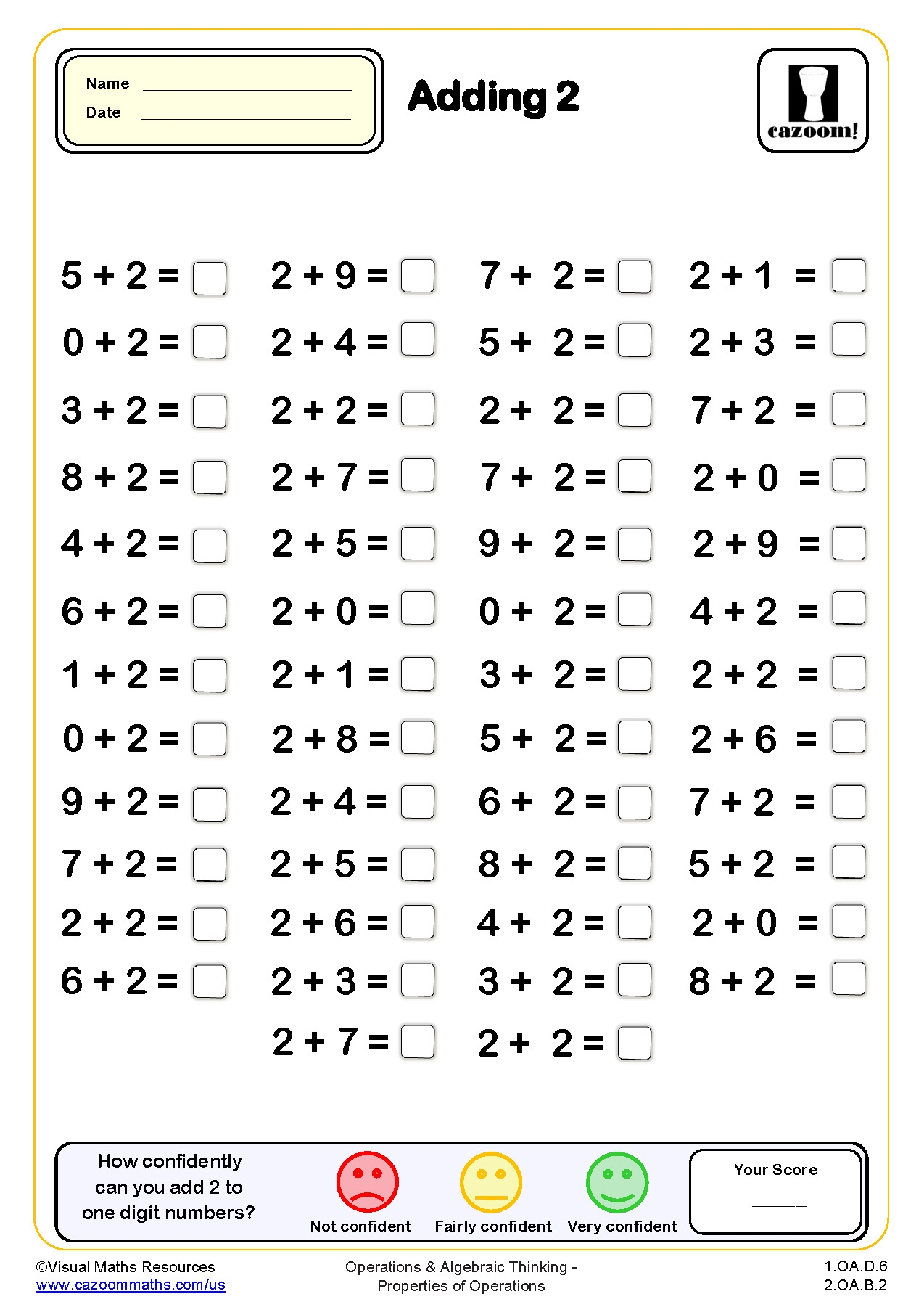 Adding 2 Drills Worksheet 50 Questions Grade 1 PDF Addition Worksheets Adding 2 Drills Worksheet 50 Questions Grade 1 PDF Addition Worksheets