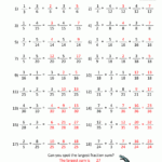 Adding Fractions Worksheets