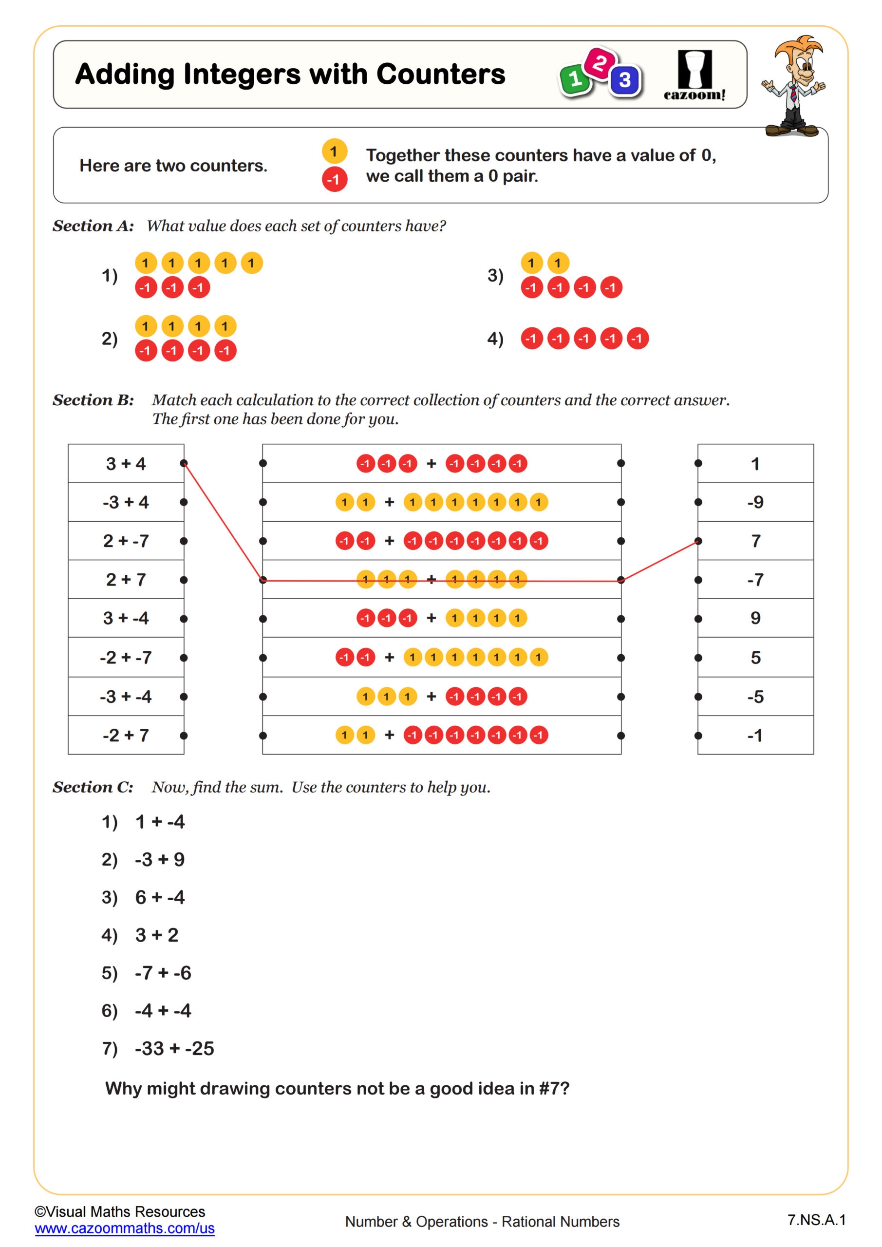 adding and subtracting integers worksheet