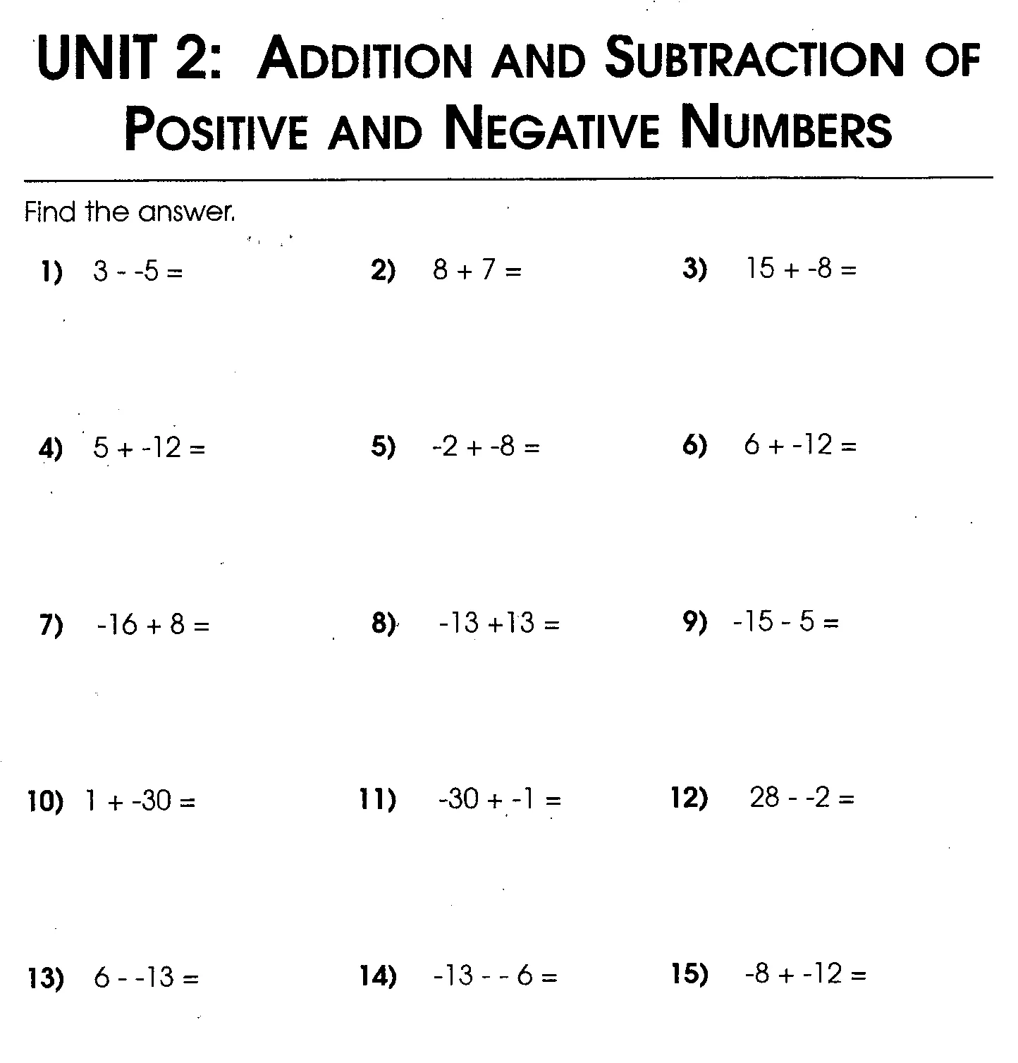 adding and subtracting negative numbers worksheets adding and subtracting negative numbers worksheets