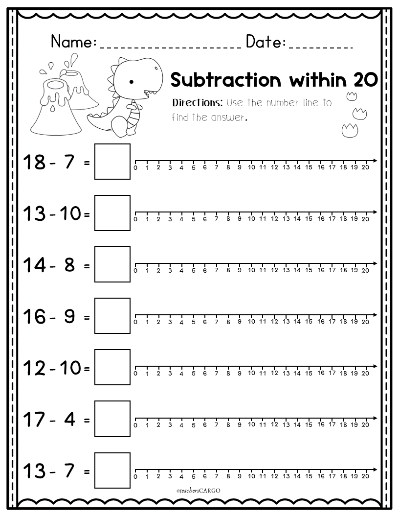 Addition And Subtraction Within 20 Printable Number Lines To 20 Made By Teachers Addition And Subtraction Within 20 Printable Number Lines To 20 Made By Teachers
