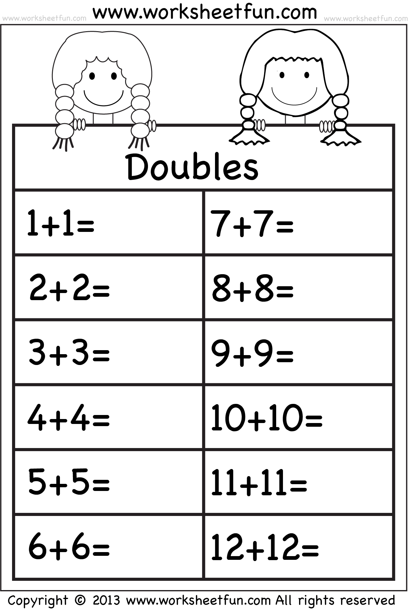 Addition Doubles 1 Worksheet FREE Printable Worksheets Worksheetfun Addition Doubles 1 Worksheet FREE Printable Worksheets Worksheetfun