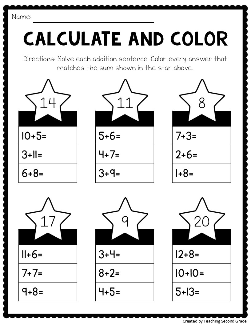 Addition Facts To 20 Worksheets Fun No Prep Math Worksheets For 1st 2nd Grade Teaching Ideas Made Easy Addition Facts To 20 Worksheets Fun No Prep Math Worksheets For 1st 2nd Grade Teaching Ideas Made Easy