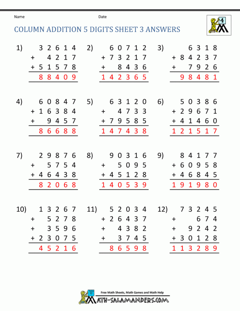 Addition Regrouping Worksheet 4th Grade