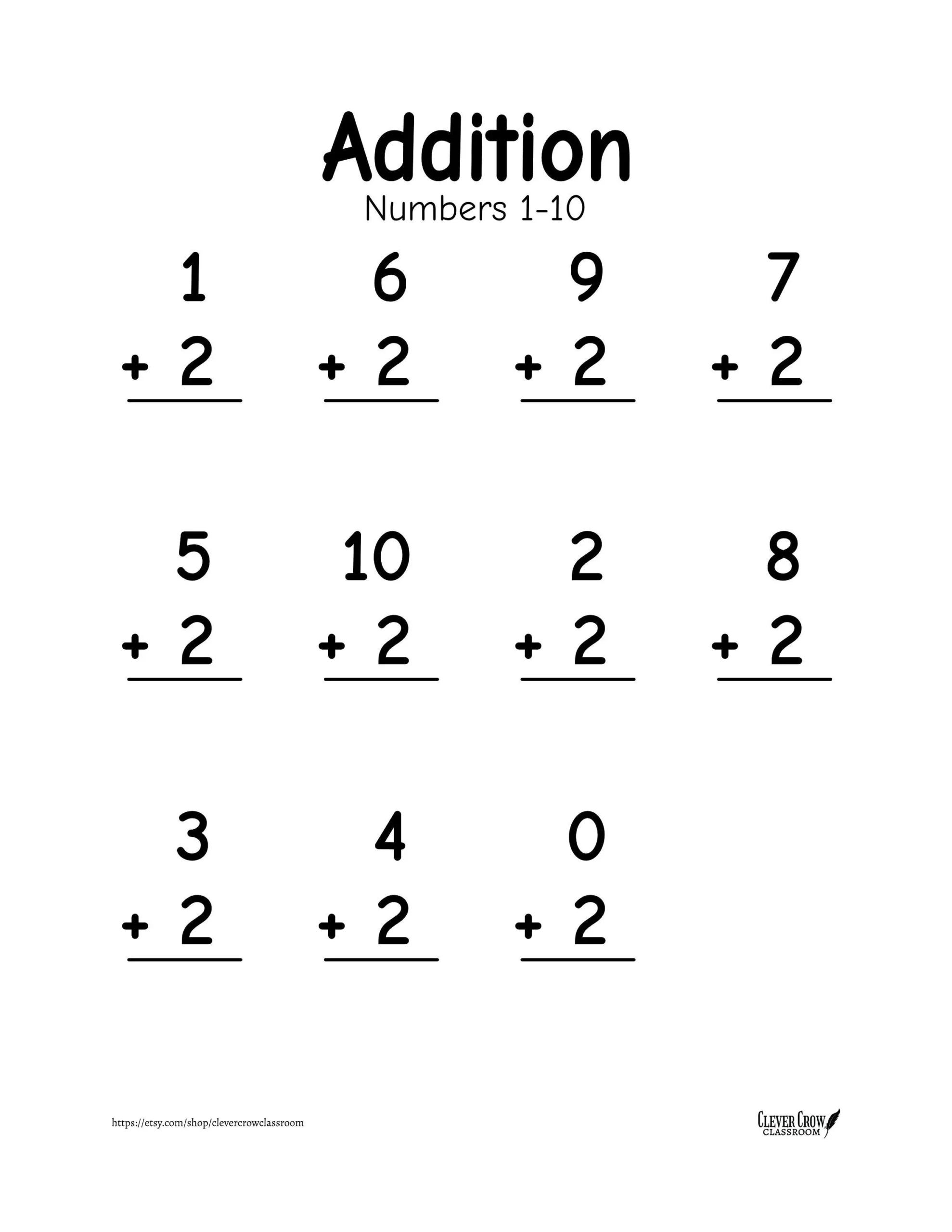 Addition Worksheets Numbers 1 10 Preschool 1st Grade digital Download Etsy Addition Worksheets Numbers 1 10 Preschool 1st Grade digital Download Etsy