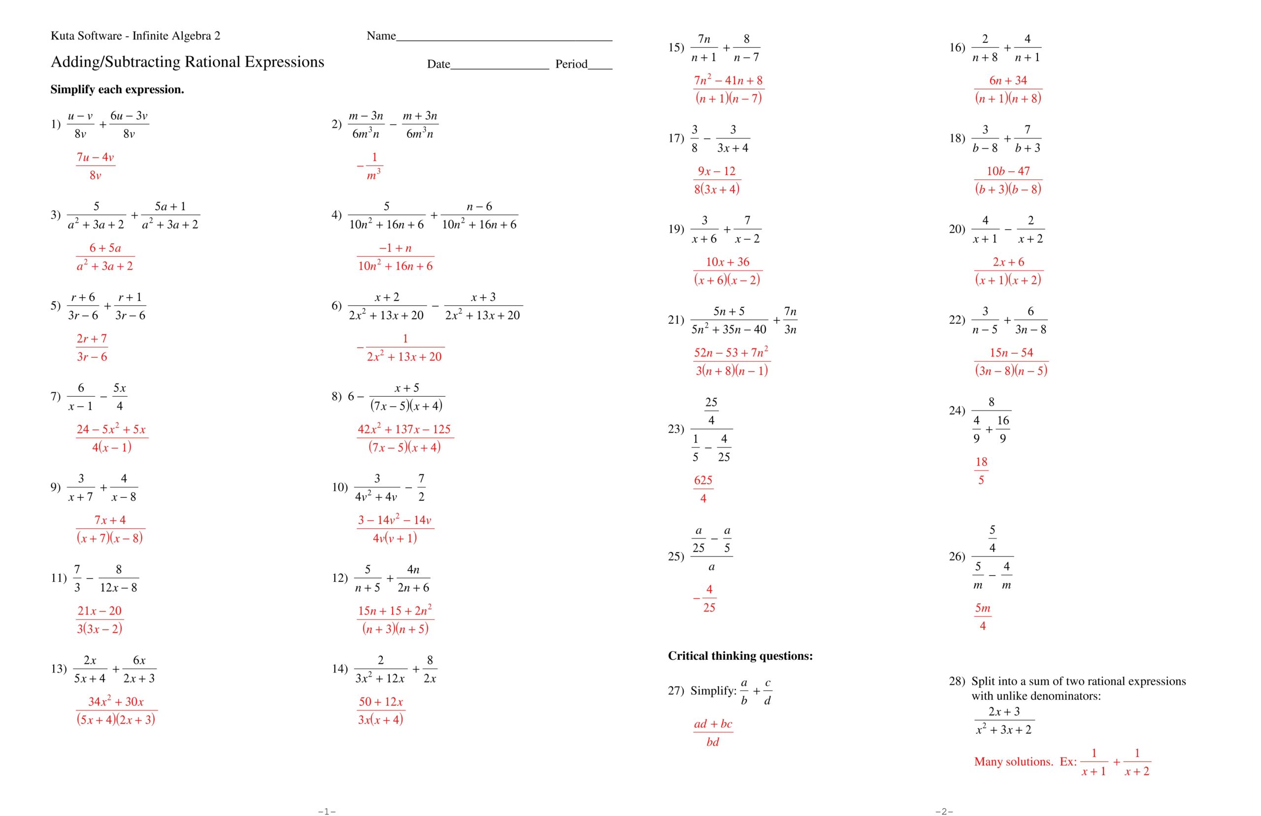 Chapter 2 Algebra II amp Trigonometry Page 2 Worksheets Library