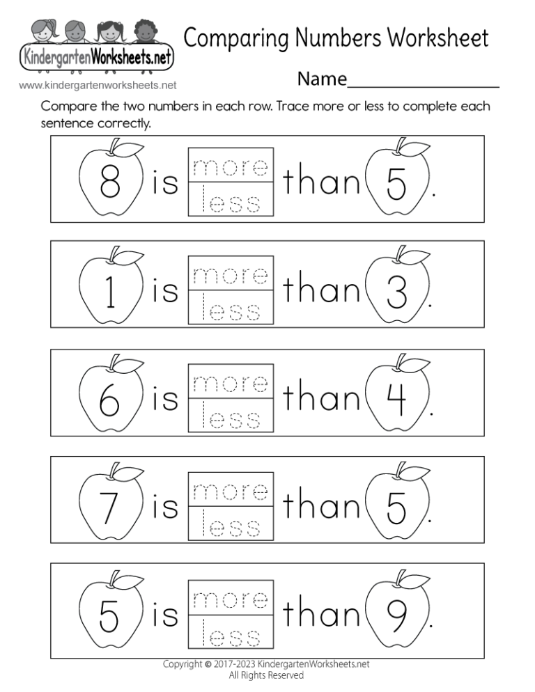 Comparing Numbers Worksheet Free Printable PDF
