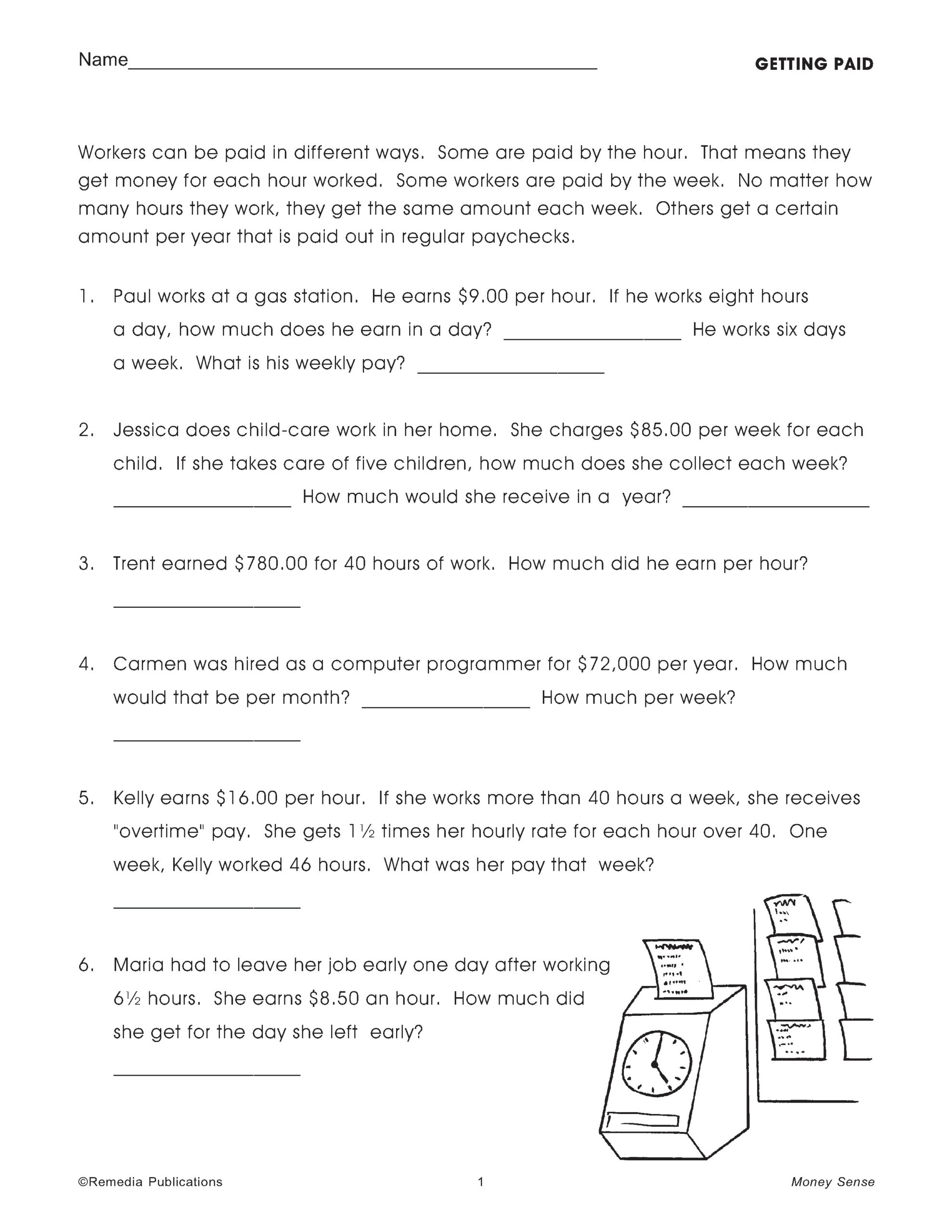 consumer math worksheets
