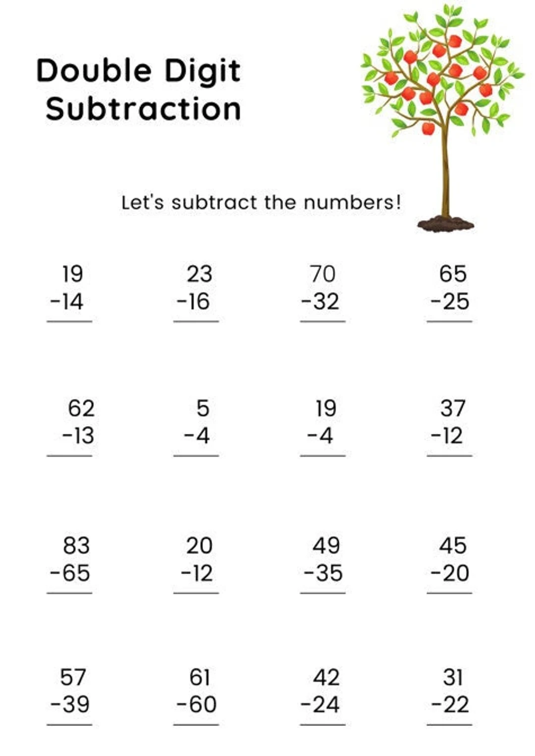 Double Digit Subtraction Worksheet Learning Children Schoolwork Digital Download Etsy Double Digit Subtraction Worksheet Learning Children Schoolwork Digital Download Etsy