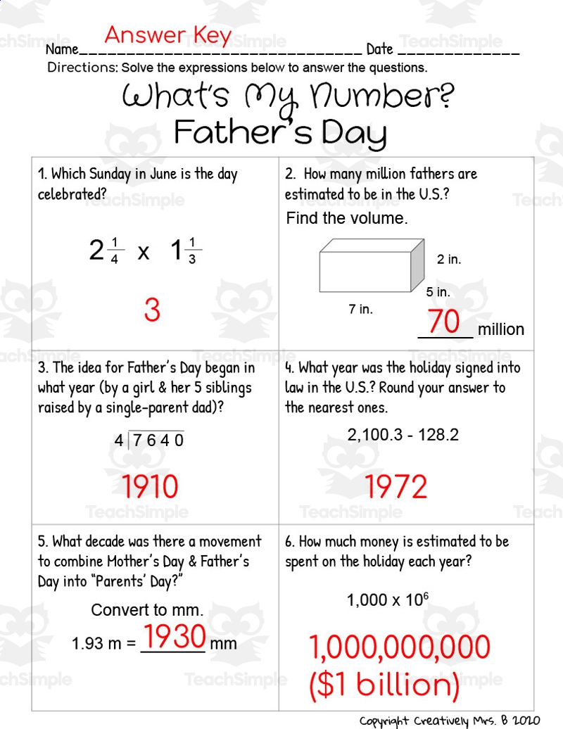 dads math worksheets