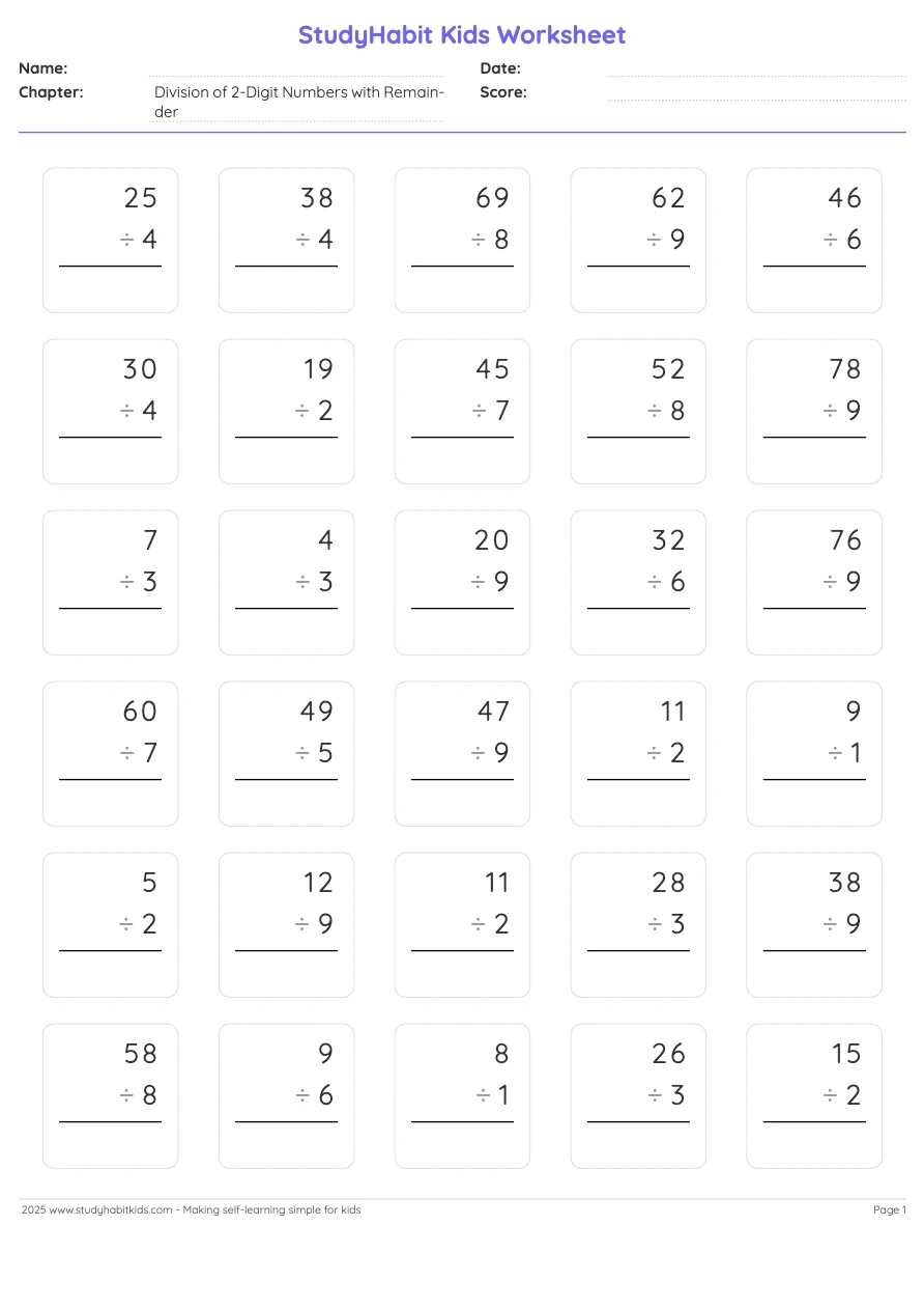Fourth Grade Division Worksheets Division Of 2 Digit Numbers With Remainder Fourth Grade Division Worksheets Division Of 2 Digit Numbers With Remainder