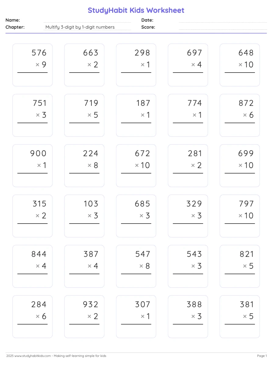 Fourth Grade Multiplication Worksheets Multify 3 digit By 1 digit Numbers Fourth Grade Multiplication Worksheets Multify 3 digit By 1 digit Numbers