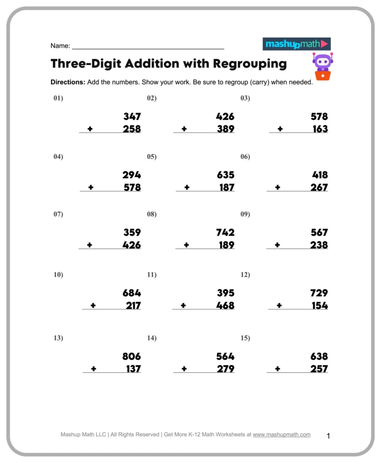 Free 3rd Grade Math Worksheets Printable W Answers Mashup Math
