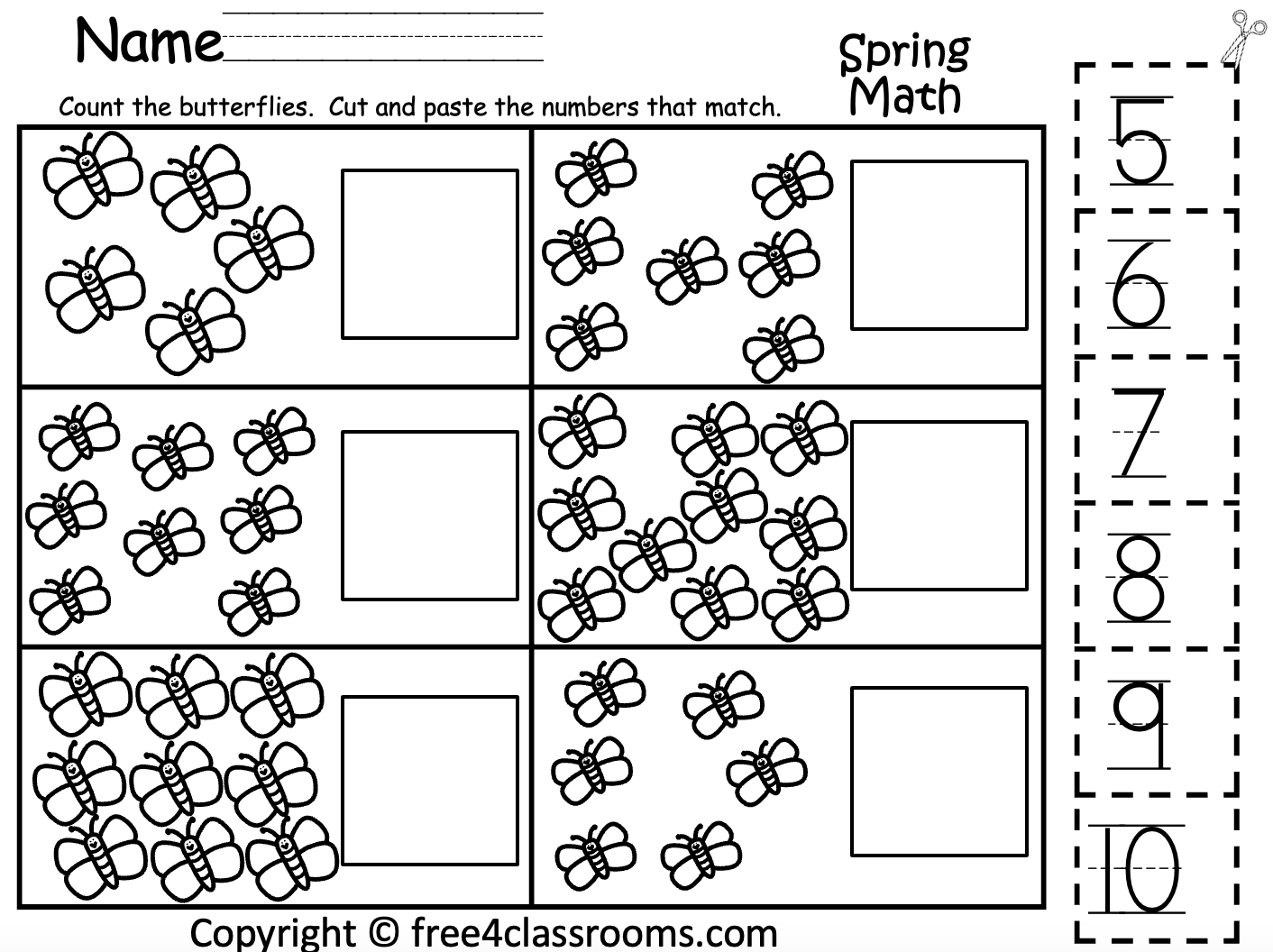 Free Printable Counting Numbers Worksheet Spring Math Kindergarten And Preschool Free Printable Counting Numbers Worksheet Spring Math Kindergarten And Preschool