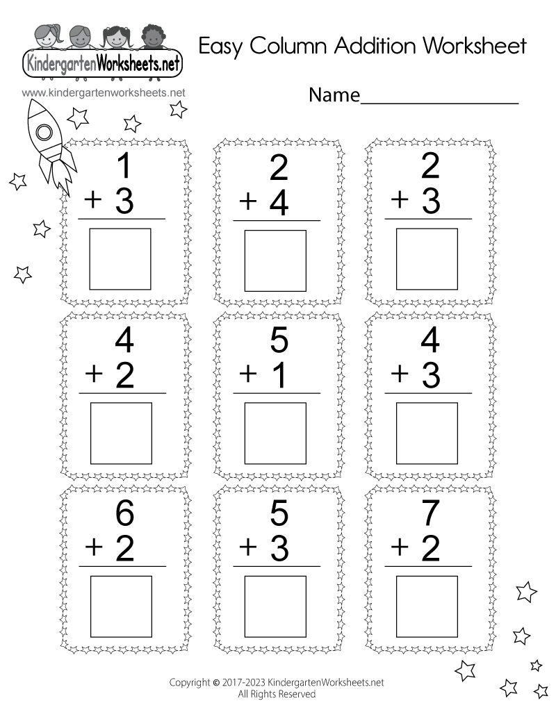 Free Printable Easy Column Addition Worksheet Free Printable Easy Column Addition Worksheet