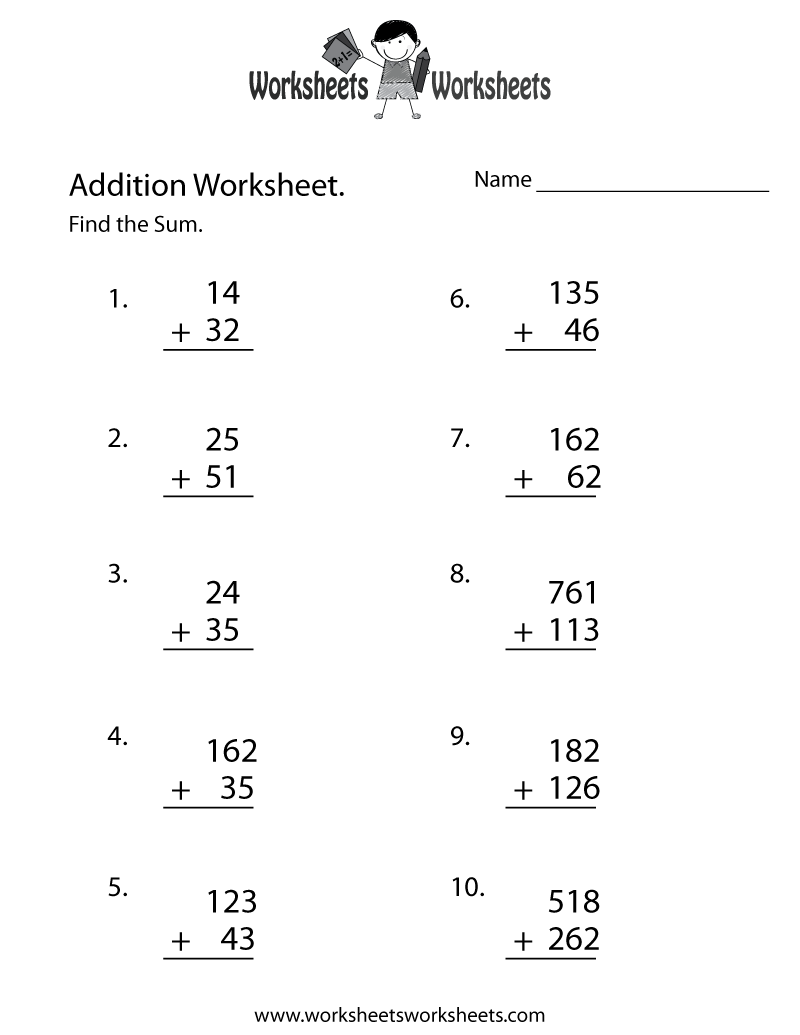 free addition worksheets free addition worksheets