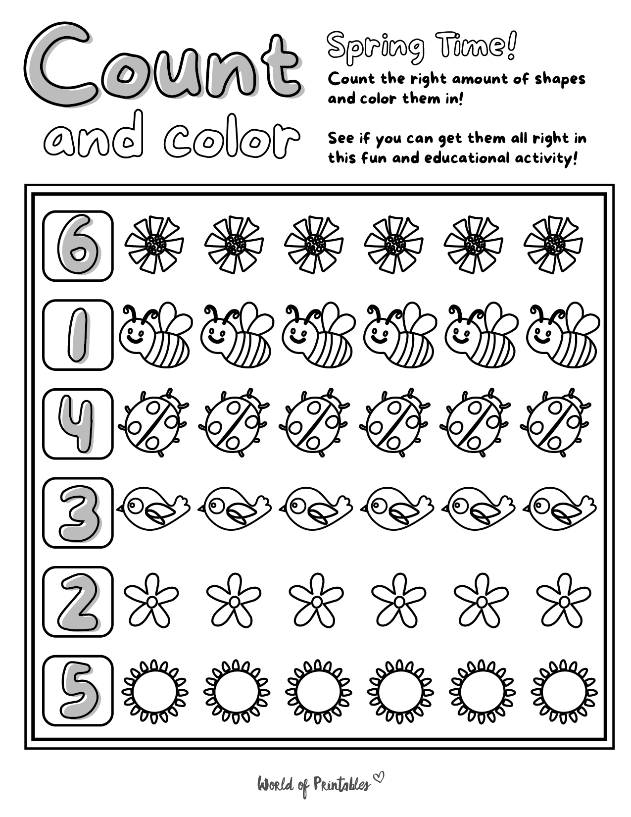 spring math worksheets