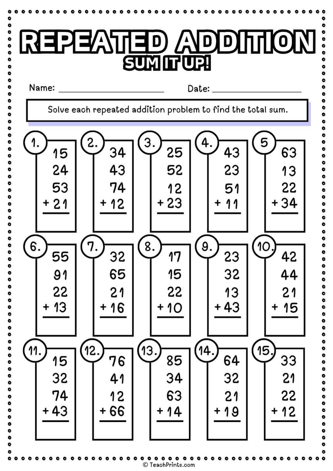 Free Repeated Addition Worksheets Teach Prints Free Repeated Addition Worksheets Teach Prints