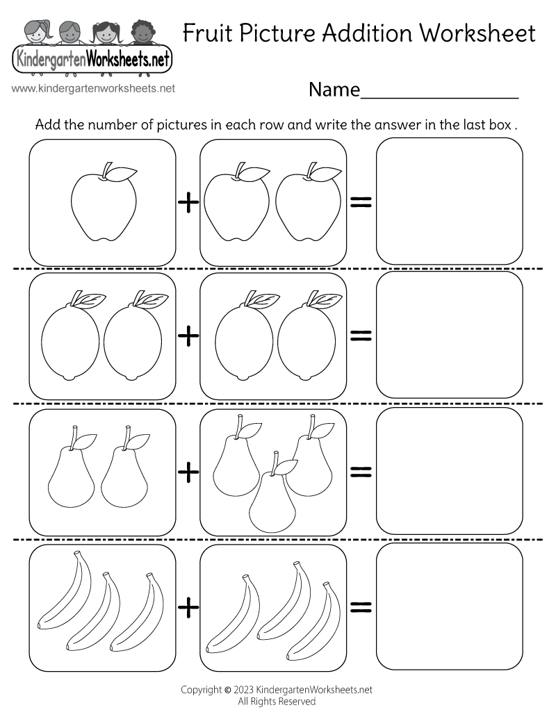 Fruit Picture Addition Worksheet Free Printable PDF Fruit Picture Addition Worksheet Free Printable PDF
