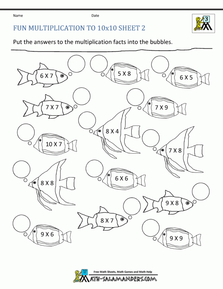 Fun Multiplication Worksheets To 10x10