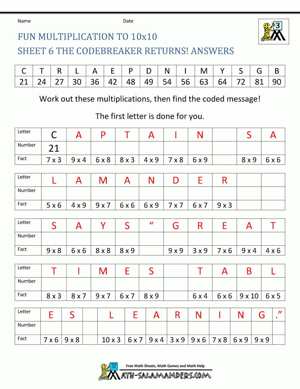 fun multiplication worksheets