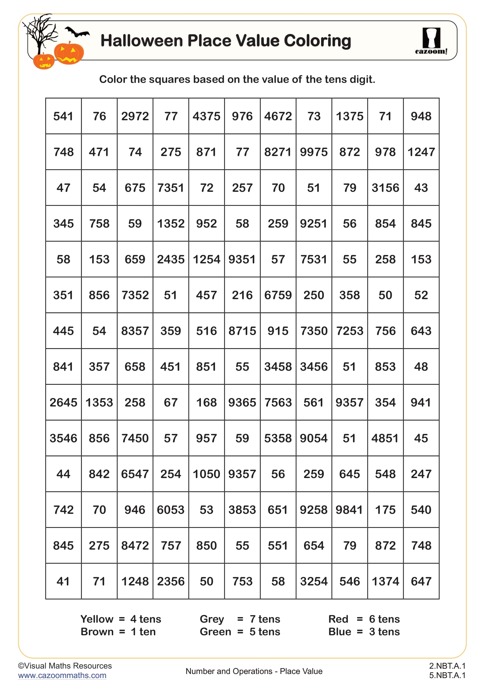 Halloween Math Worksheets Grades 2 8 High School