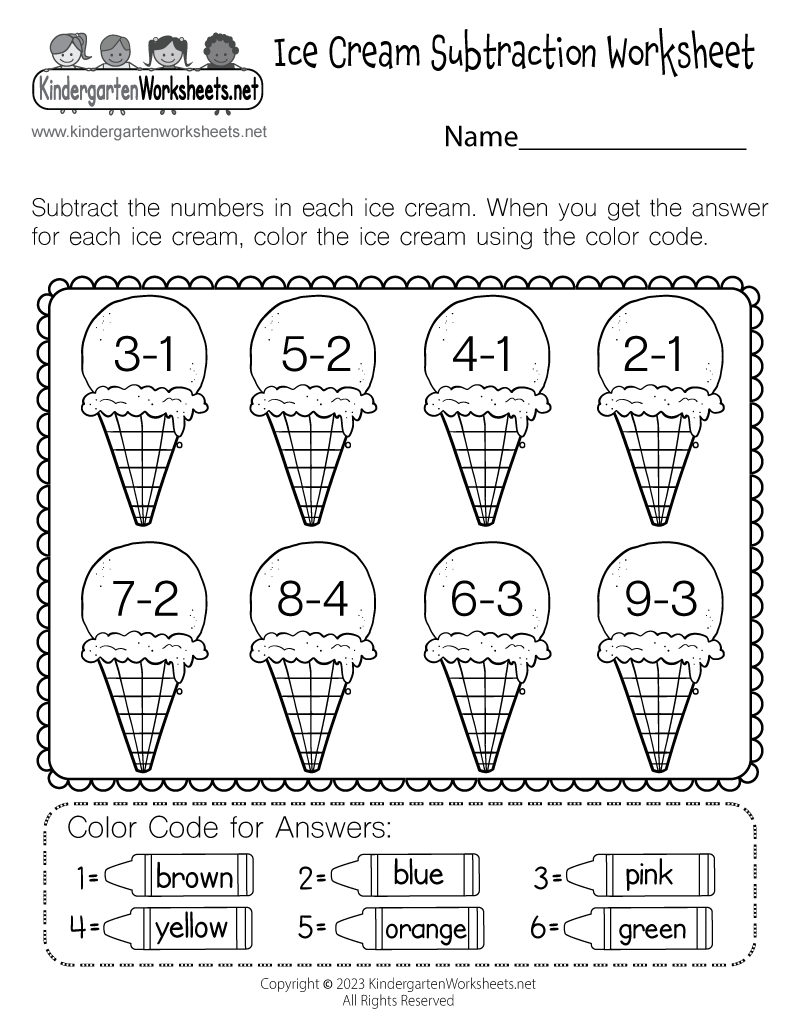 Ice Cream Subtraction Worksheet Free Printable PDF Ice Cream Subtraction Worksheet Free Printable PDF