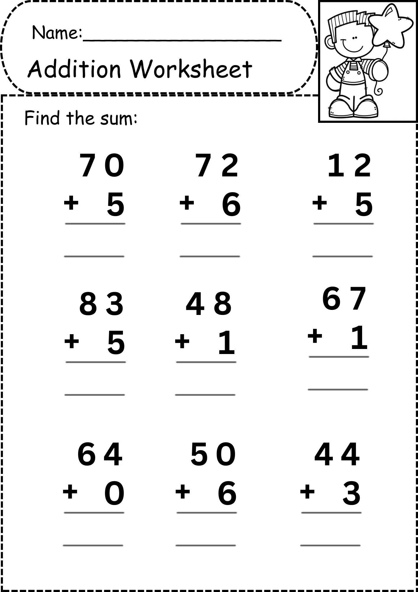 math addition worksheets for pre k