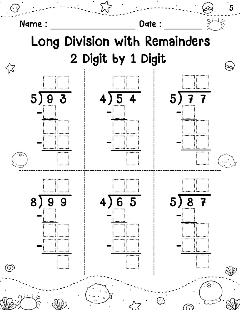 Long Division Practice 2 Digit By 1 Digit Worksheets Etsy