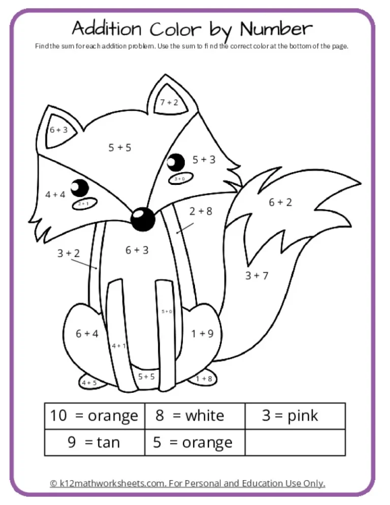 Math Coloring Pages Printable PDFs By K12mathworksheets
