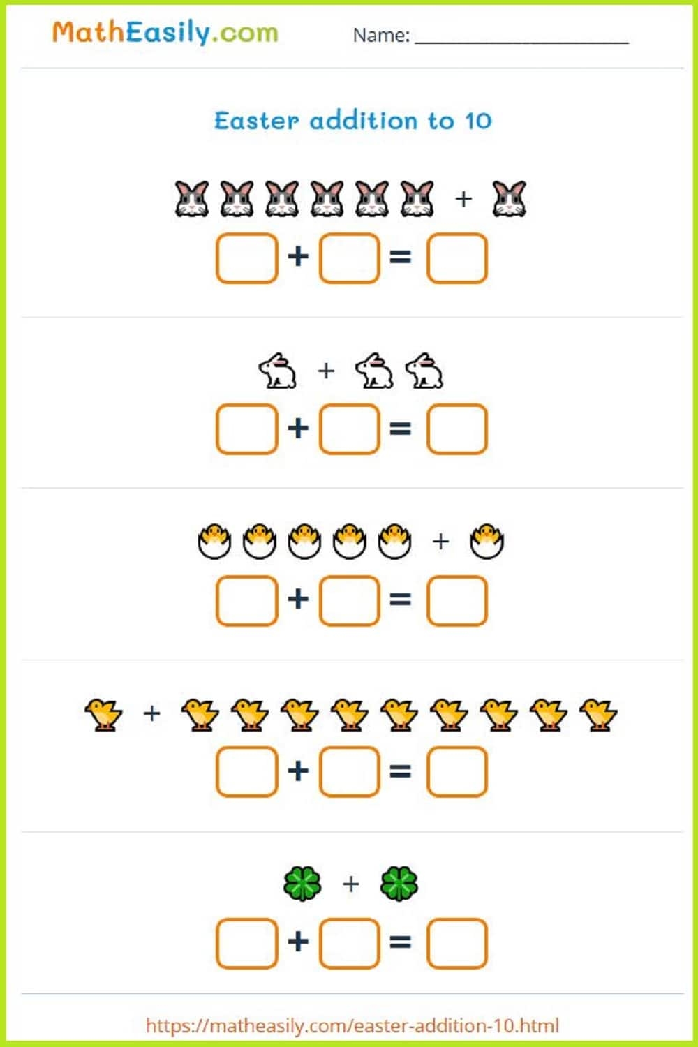 Math Easter Worksheets PDF Free Download 