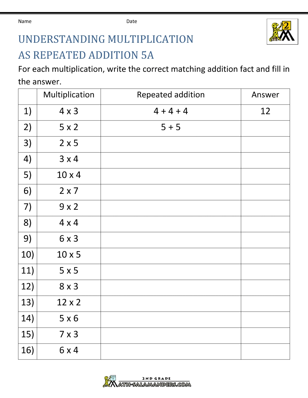 multiplication by repeated addition worksheets multiplication by repeated addition worksheets