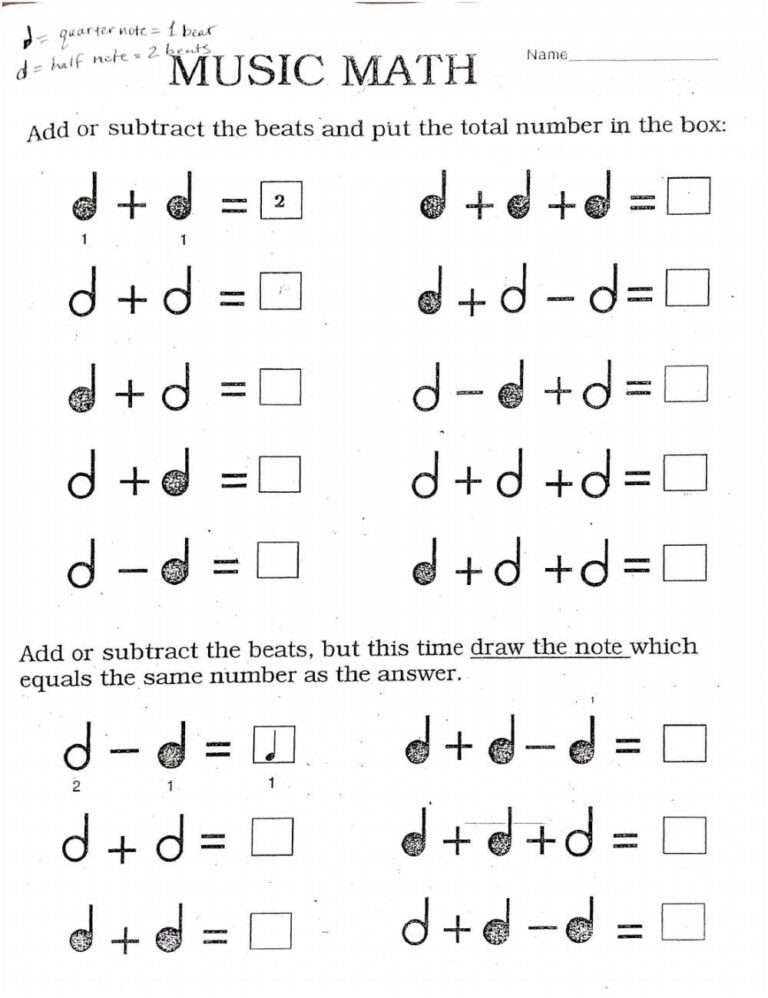Music Math Worksheet Level 1 Mine Online Exercise For Live Worksheets Library