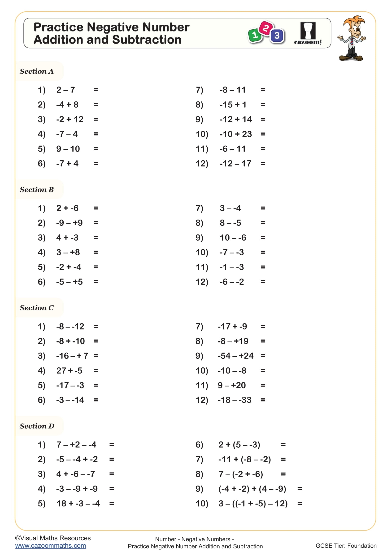 Practice Negative Number And Addition And Subtraction Worksheet Printable PDF Worksheets Practice Negative Number And Addition And Subtraction Worksheet Printable PDF Worksheets