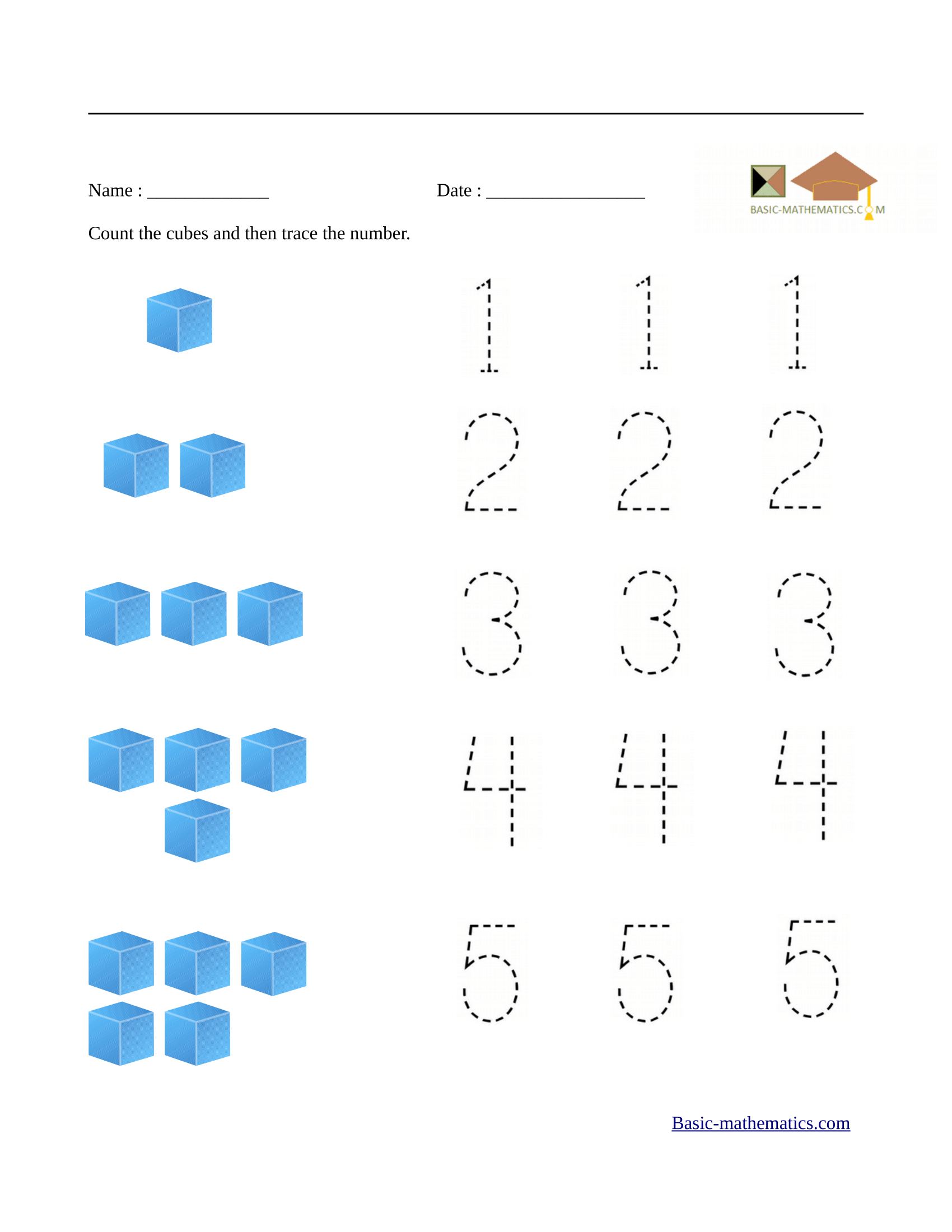 worksheet for nursery maths