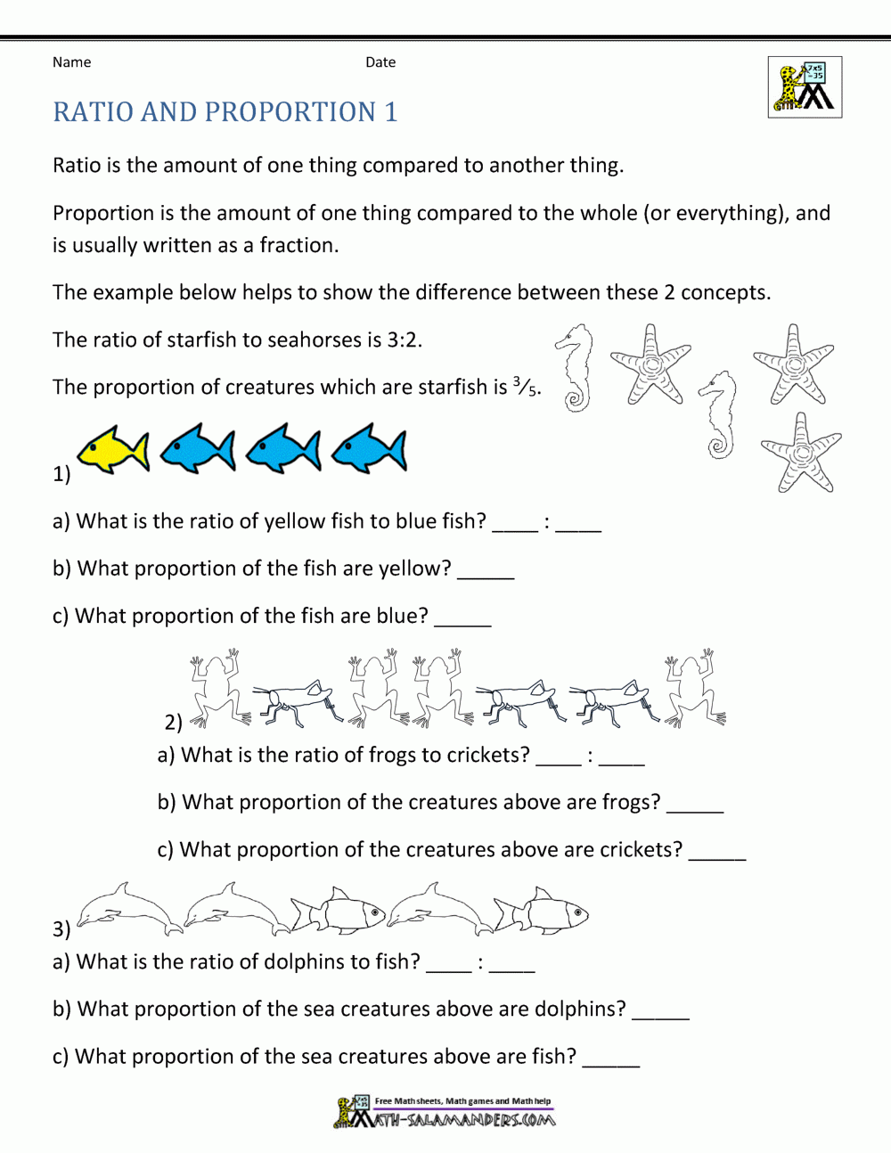 Ratio And Proportion Worksheet Ratio And Proportion Worksheet