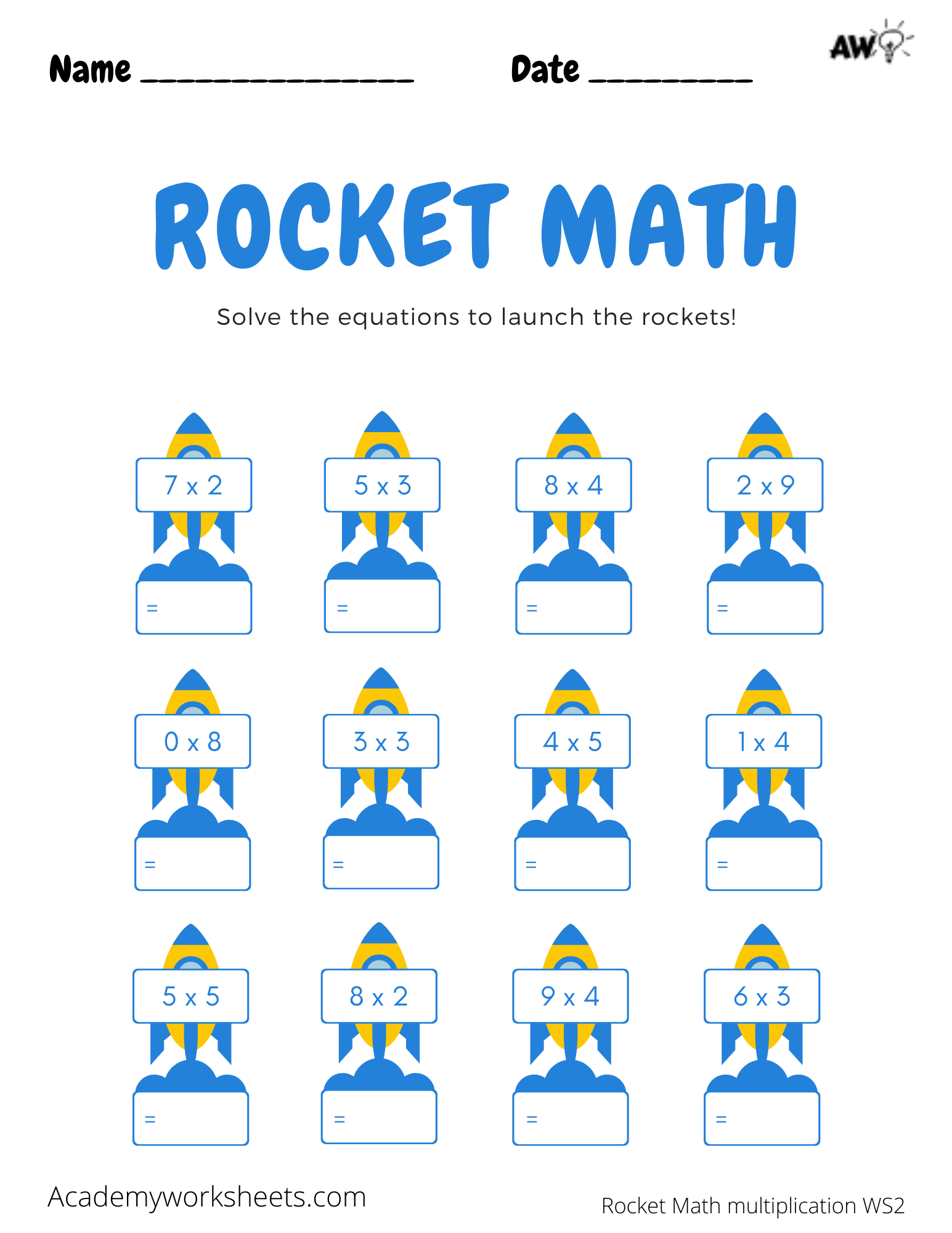 rocket math worksheets