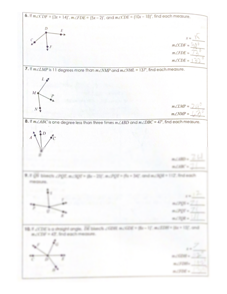 SOLUTION Angle Addition Postulate Geometry Basics Worksheet Worksheets Library