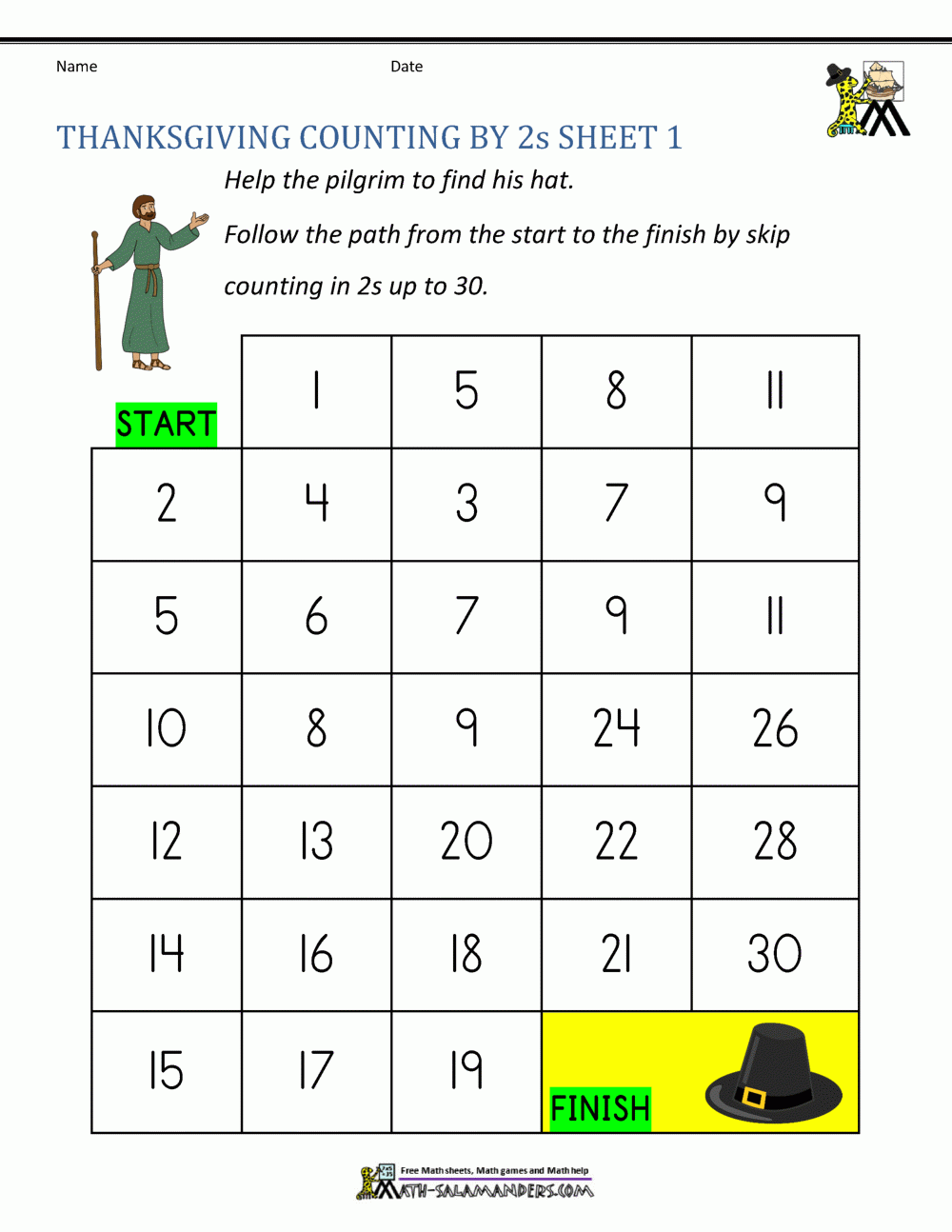 Thanksgiving Math Activities First Grade