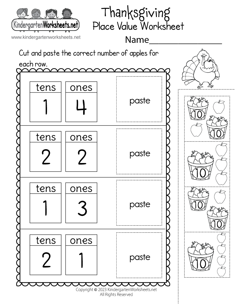 Thanksgiving Place Value Worksheet Free Printable PDF