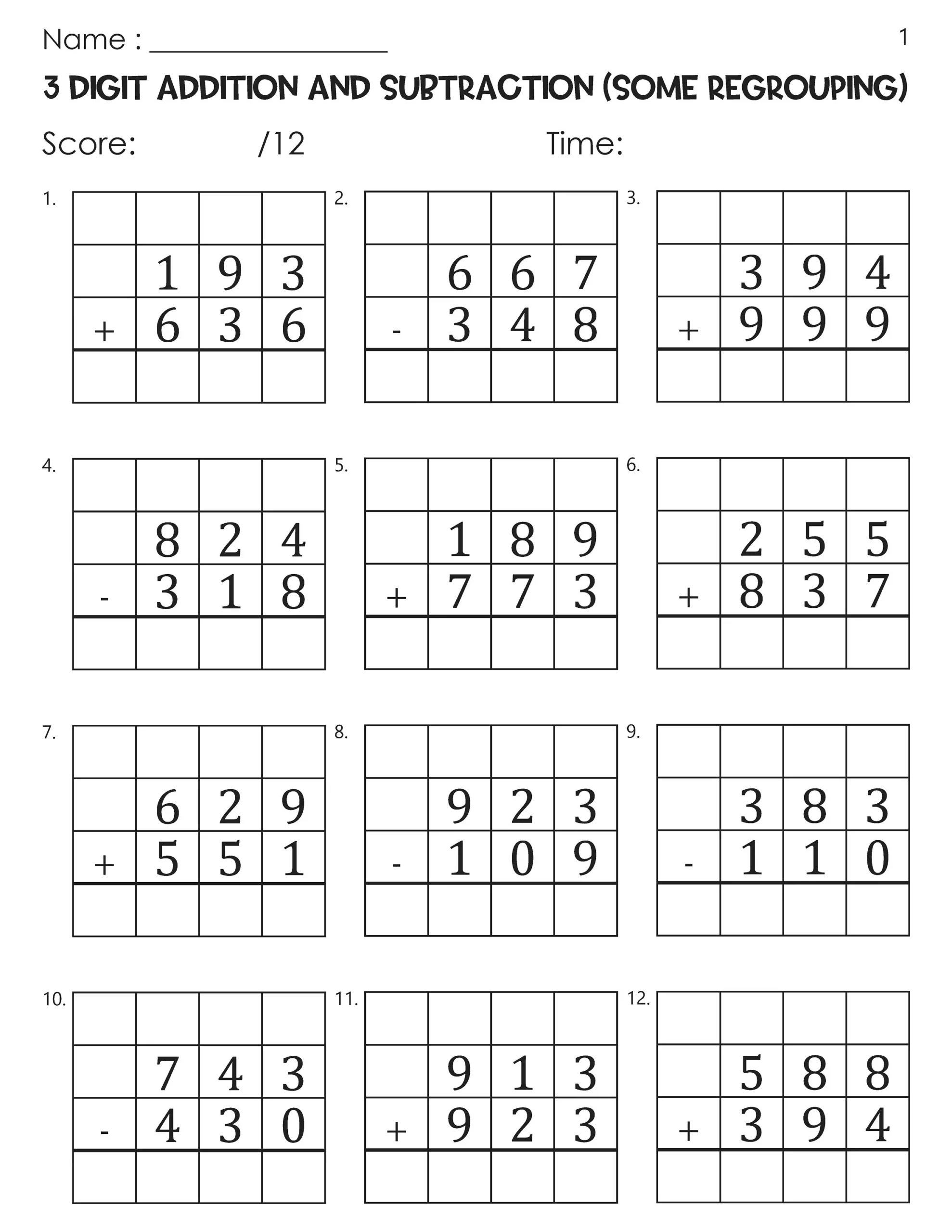 Three Digit Mixed Addition And Subtraction Some Regrouping With Grid Worksheets Etsy Denmark Three Digit Mixed Addition And Subtraction Some Regrouping With Grid Worksheets Etsy Denmark