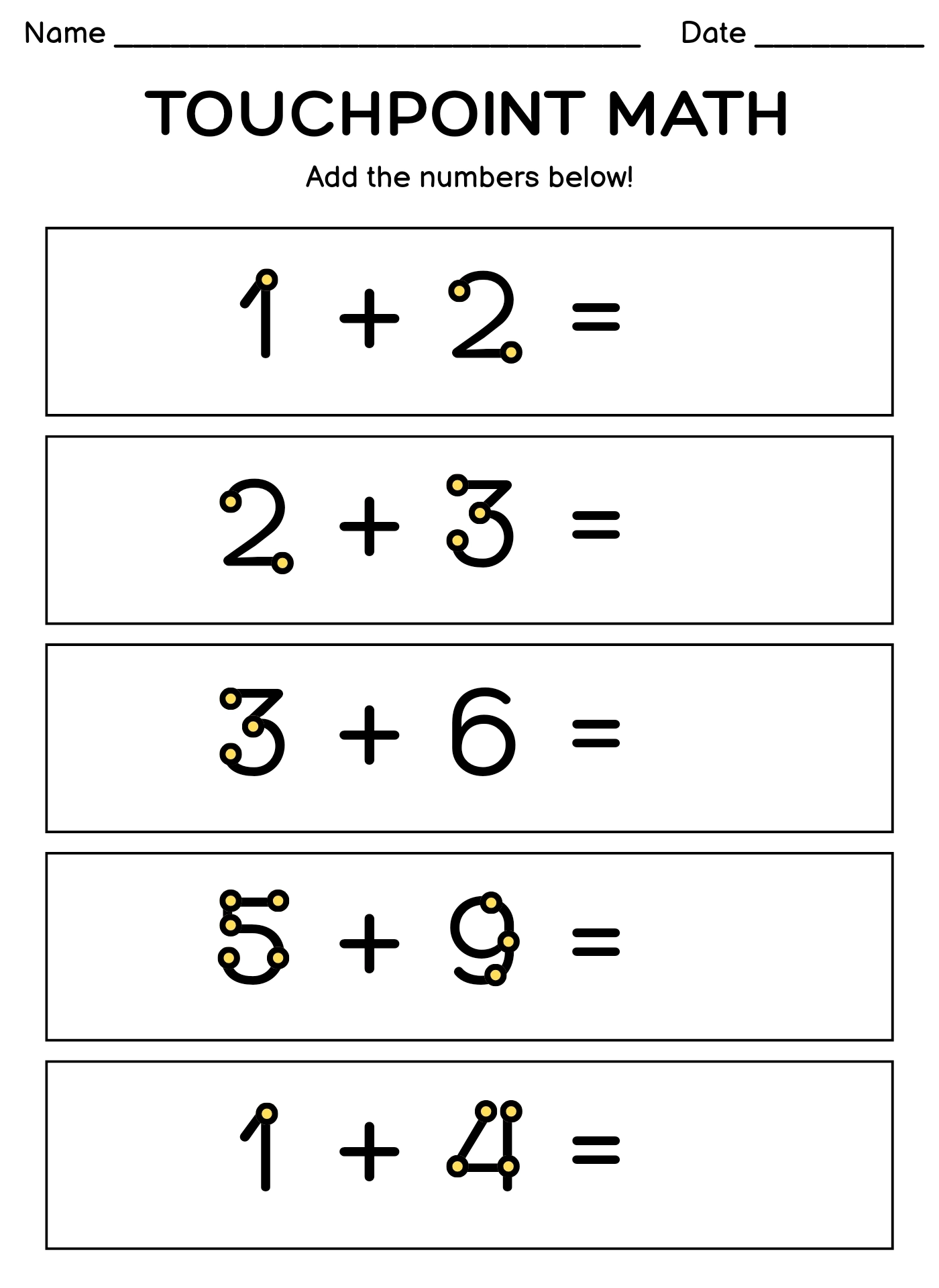 Touch Math Addition Printables Printable Party Favors Touch Math Addition Printables Printable Party Favors